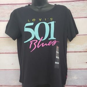 Levis 501 Blues Black Tee Shirt